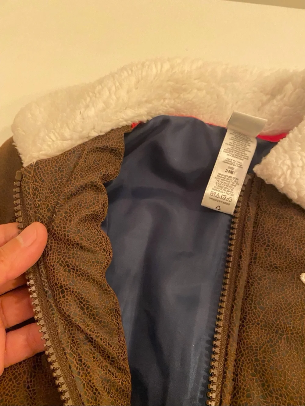 Little Me Brown Jacket with Cream Sherpa Collar